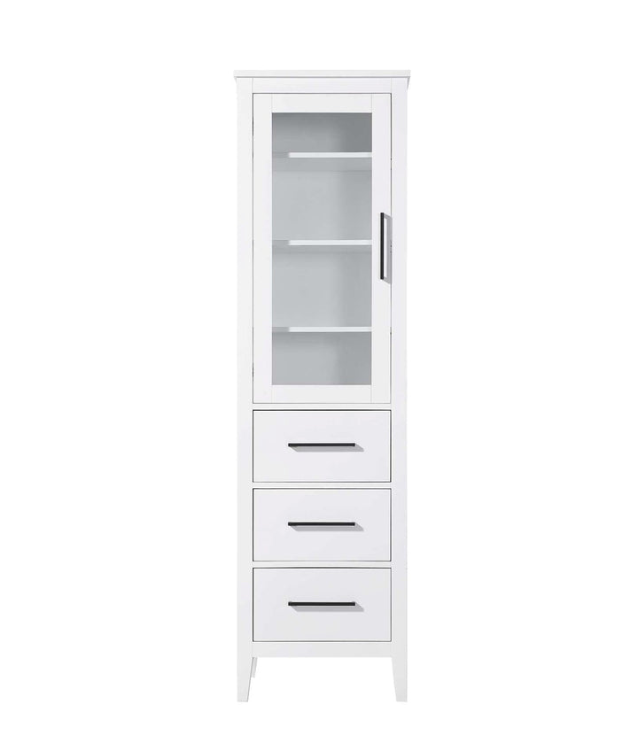 20 Inch Bath Storage Glass Cabinet In White by Elegant Kitchen and Bath