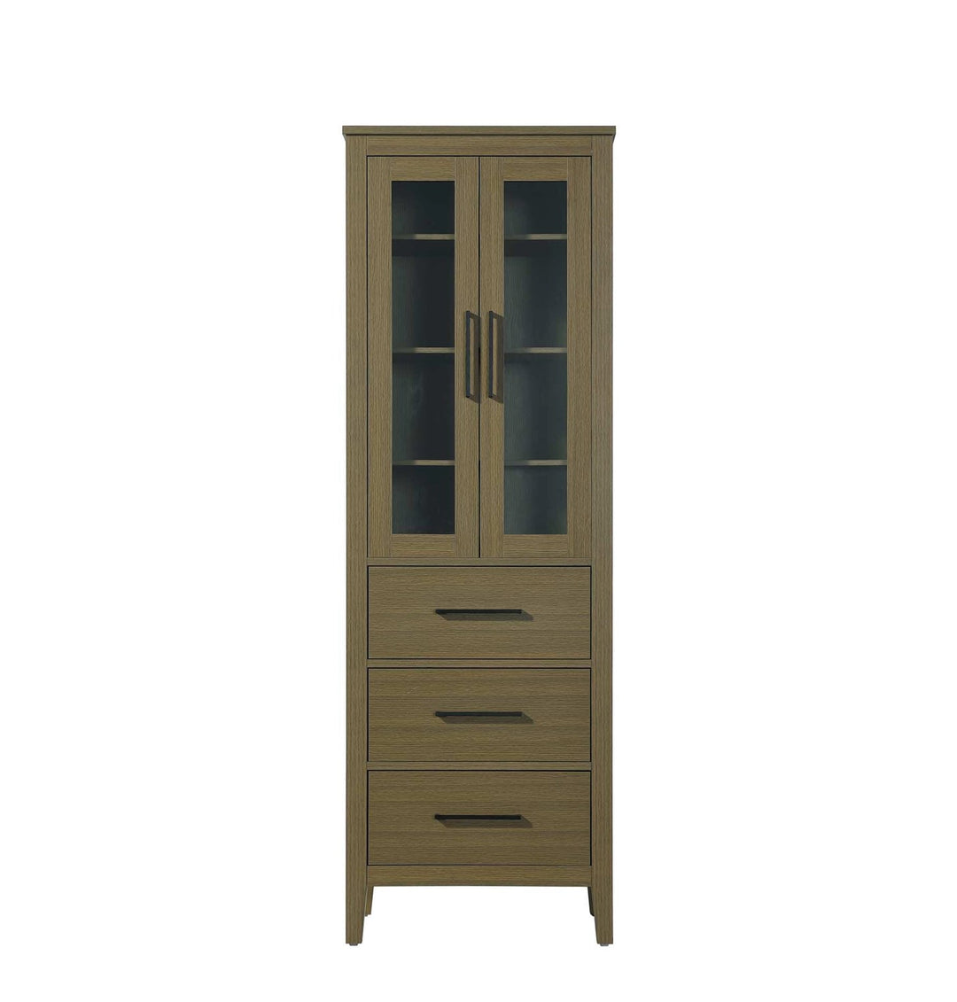 24 Inch Bath Storage Glass Cabinet In Chestnut Brown by Elegant Kitchen and Bath