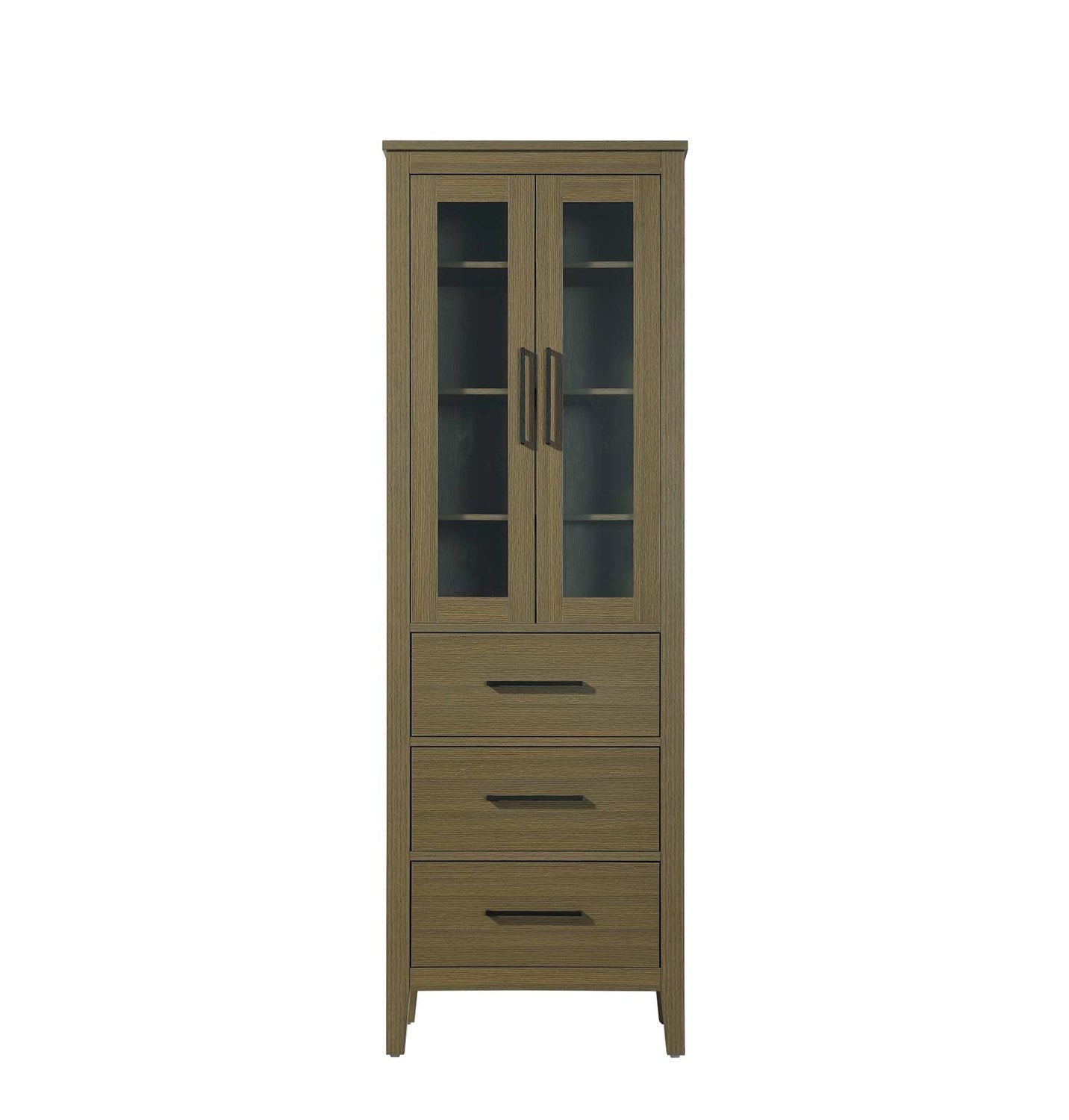 24 Inch Bath Storage Glass Cabinet In Chestnut Brown by Elegant Kitchen and Bath