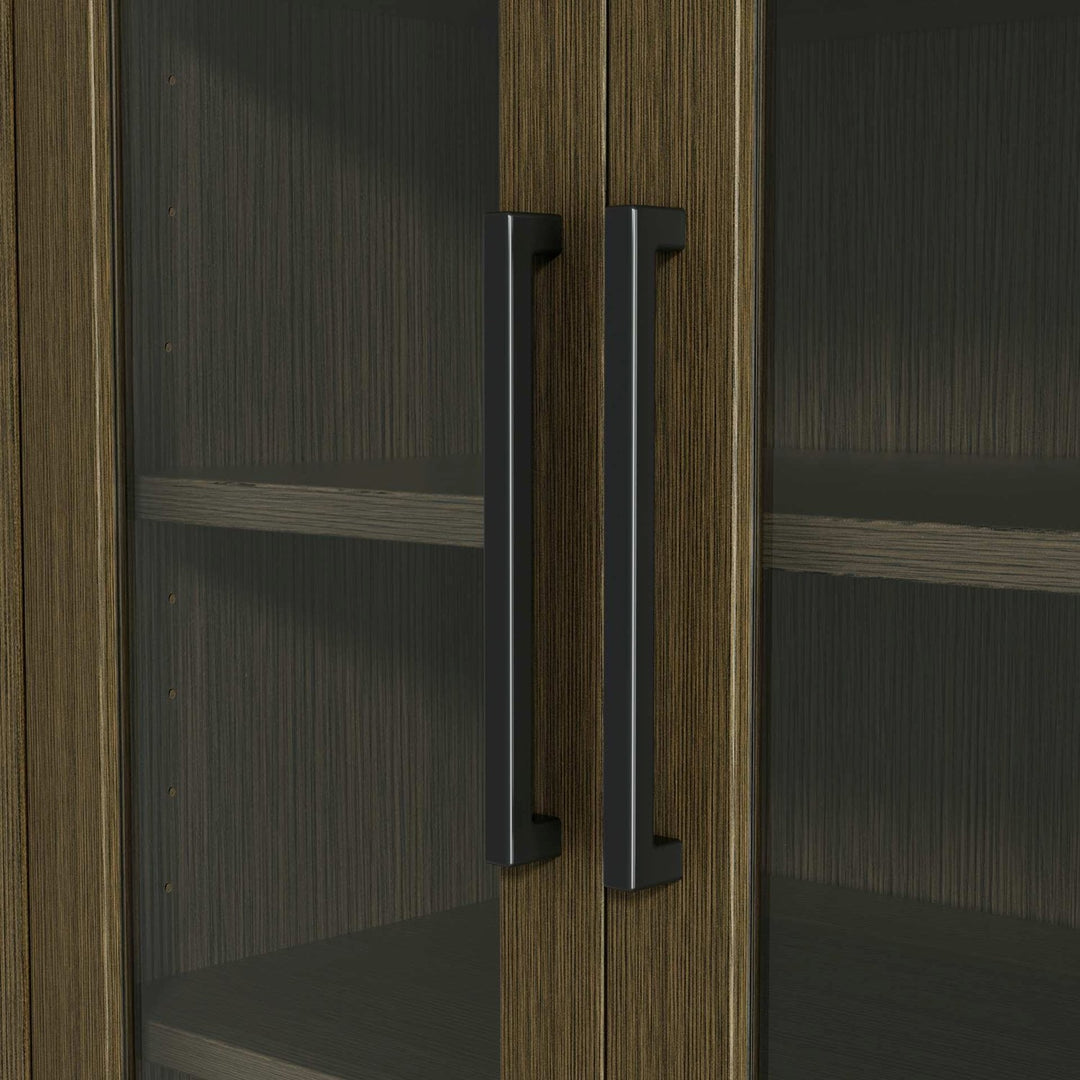 24 Inch Bath Storage Glass Cabinet In Chestnut Brown