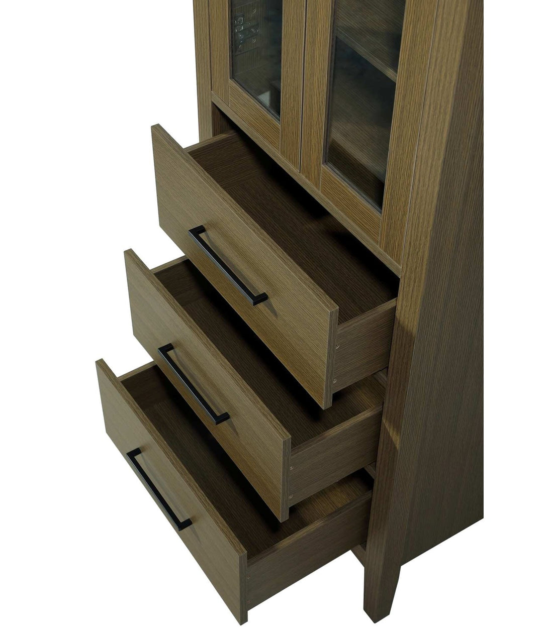 24 Inch Bath Storage Glass Cabinet In Chestnut Brown
