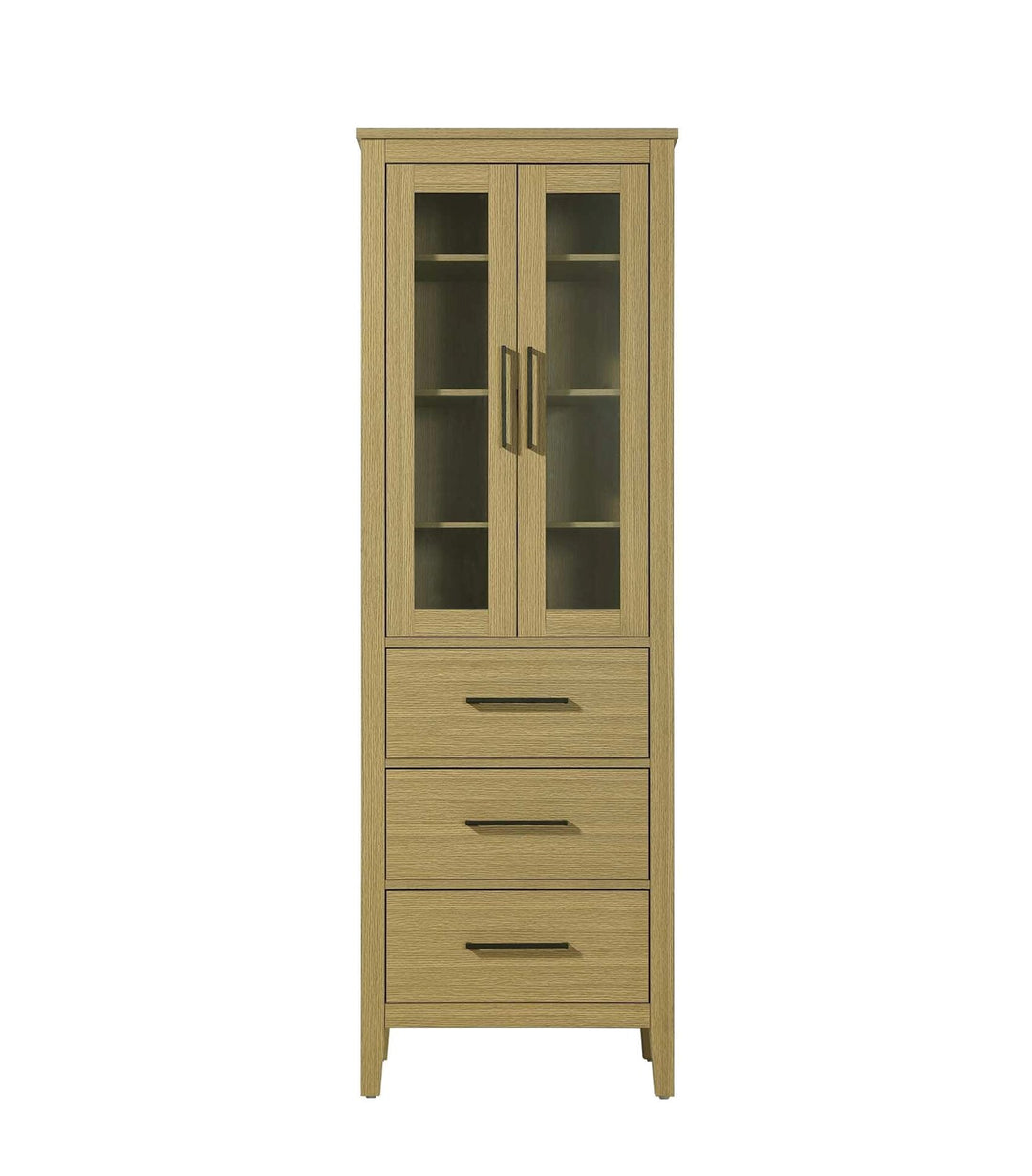 24 Inch Bath Storage Glass Cabinet In Honey Brown by Elegant Kitchen and Bath