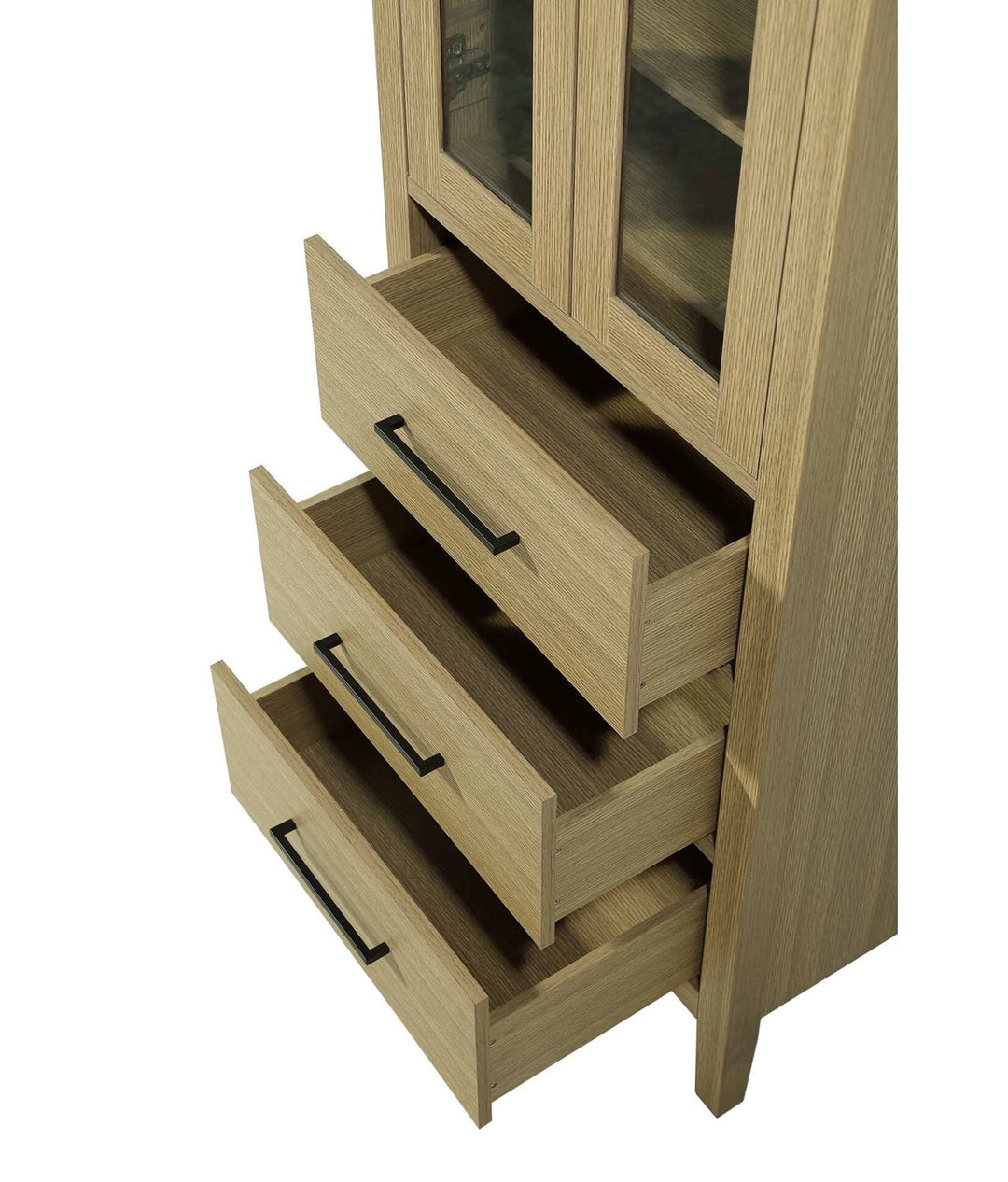 24 Inch Bath Storage Glass Cabinet In Honey Brown