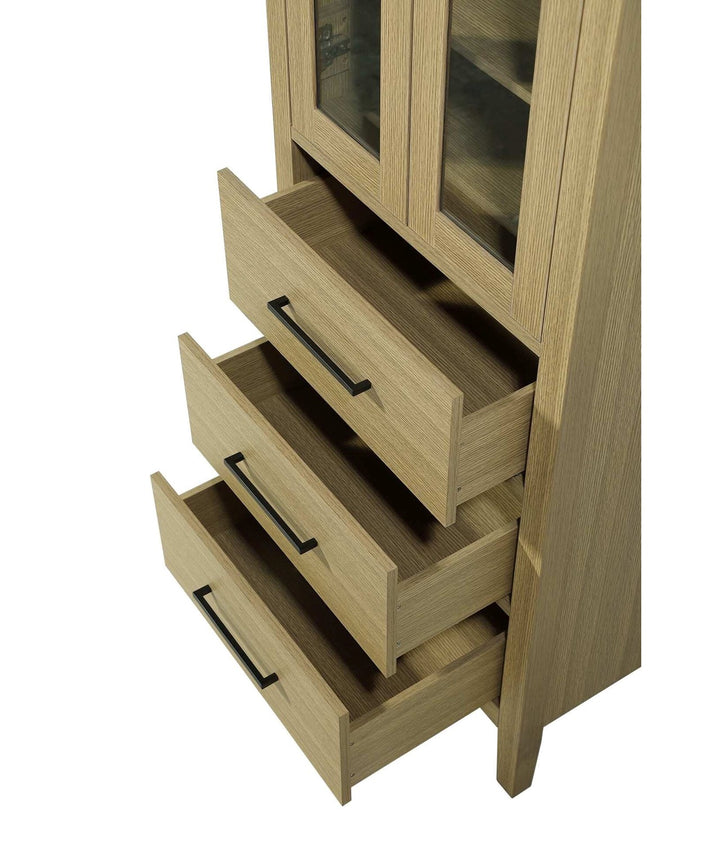 24 Inch Bath Storage Glass Cabinet In Honey Brown