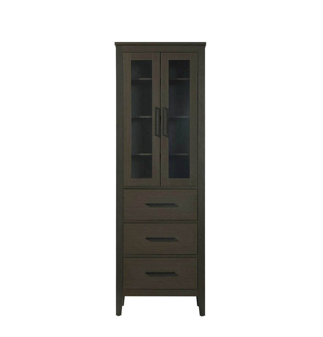 24 Inch Bath Storage Glass Cabinet In Mocha Brown by Elegant Kitchen and Bath
