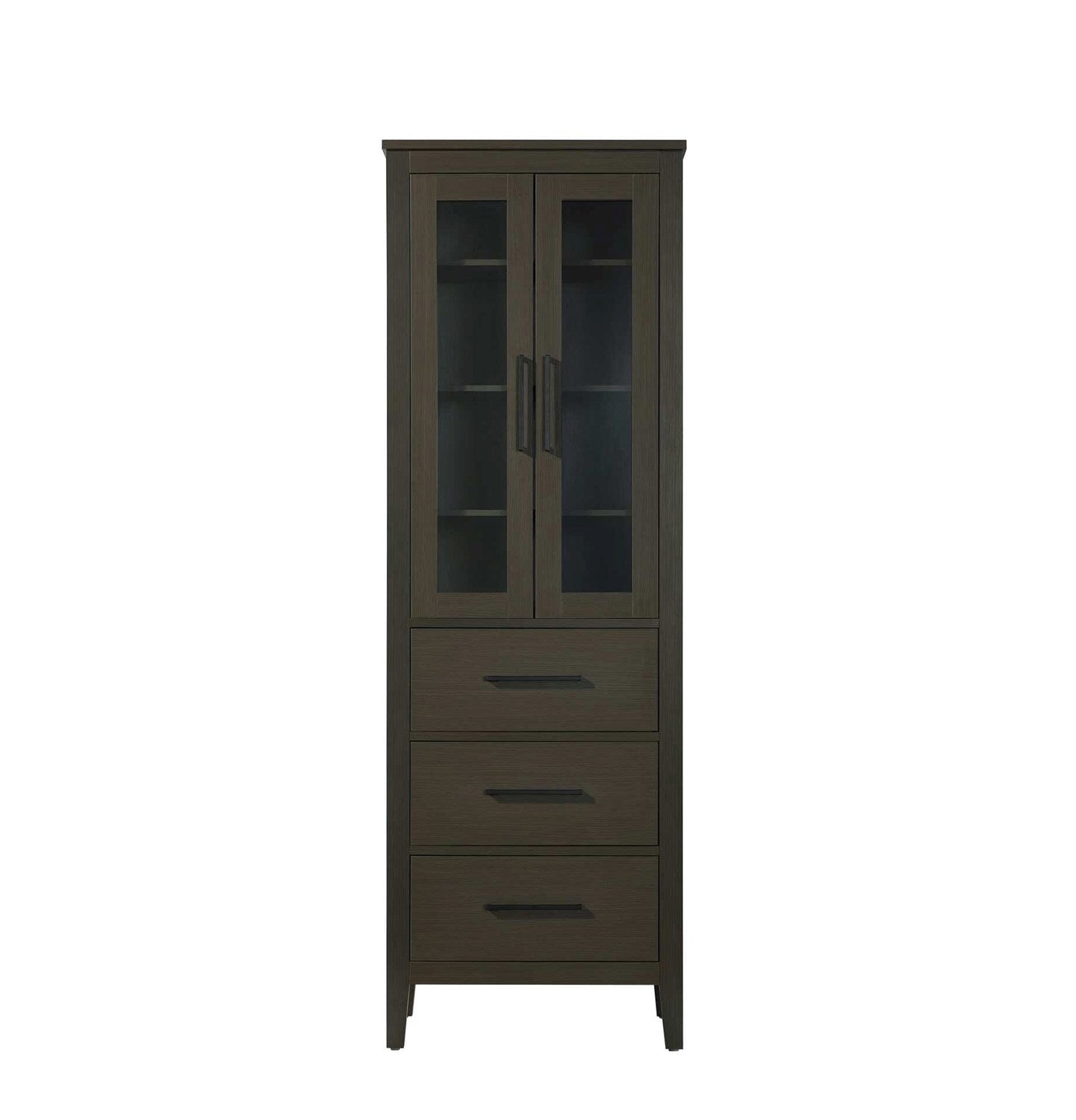 24 Inch Bath Storage Glass Cabinet In Mocha Brown by Elegant Kitchen and Bath