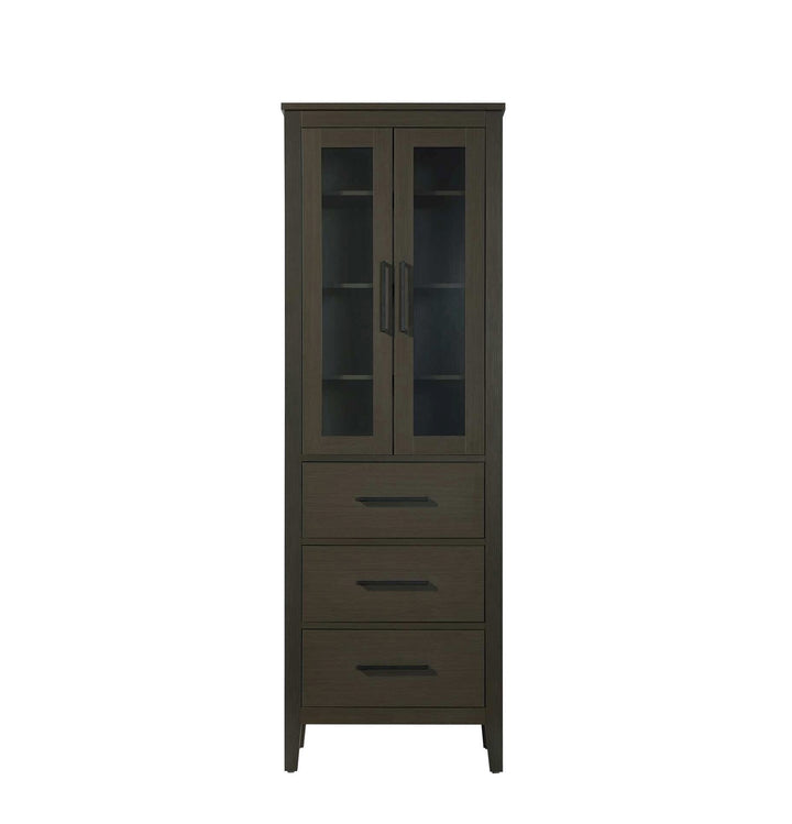 24 Inch Bath Storage Glass Cabinet In Mocha Brown by Elegant Kitchen and Bath