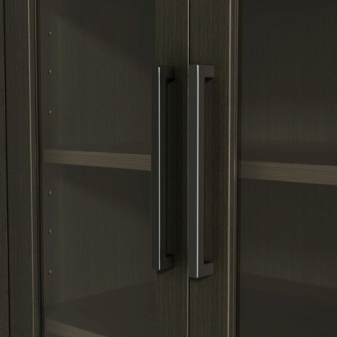 24 Inch Bath Storage Glass Cabinet In Mocha Brown