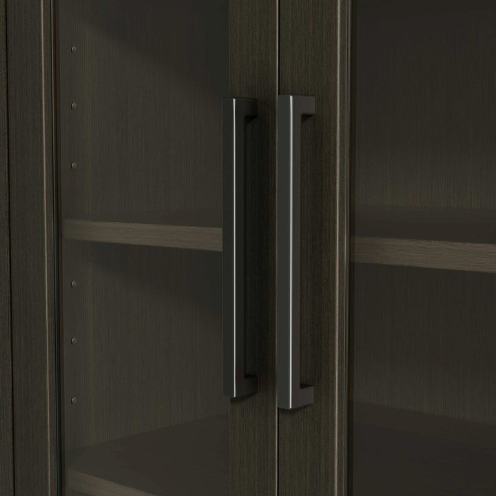 24 Inch Bath Storage Glass Cabinet In Mocha Brown