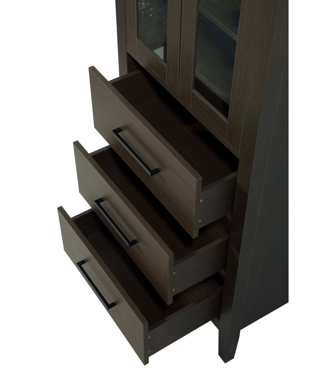24 Inch Bath Storage Glass Cabinet In Mocha Brown