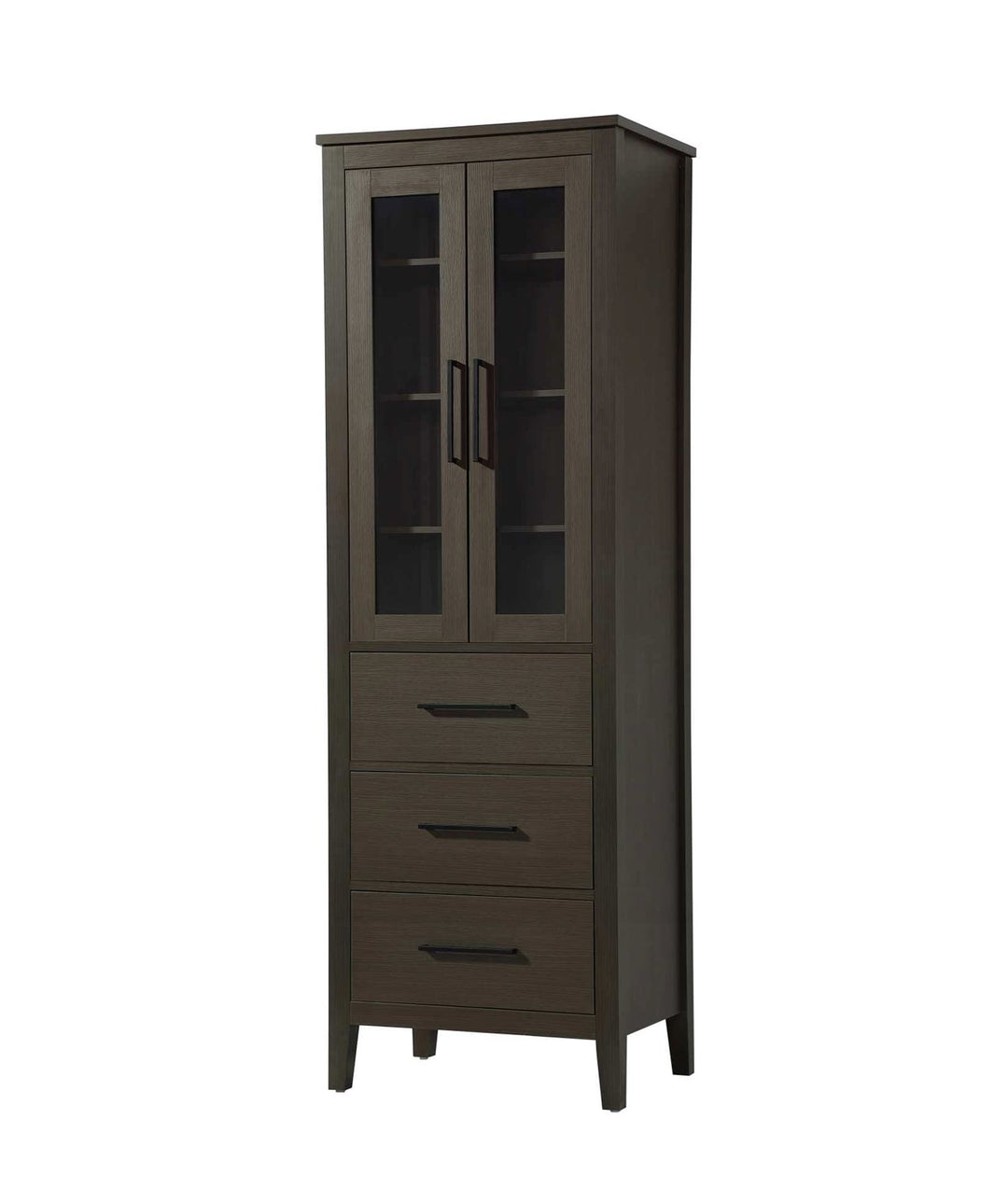 24 Inch Bath Storage Glass Cabinet In Mocha Brown