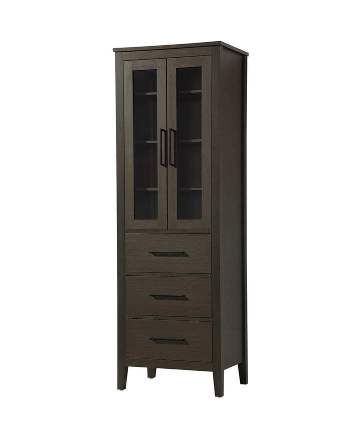 24 Inch Bath Storage Glass Cabinet In Mocha Brown