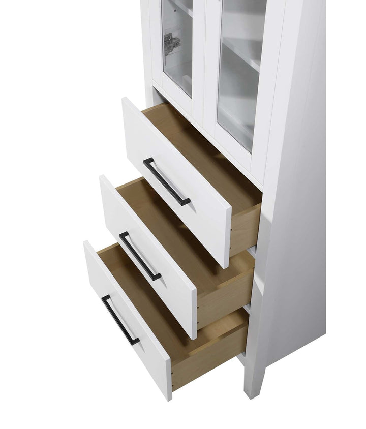 24 Inch Bath Storage Glass Cabinet In White