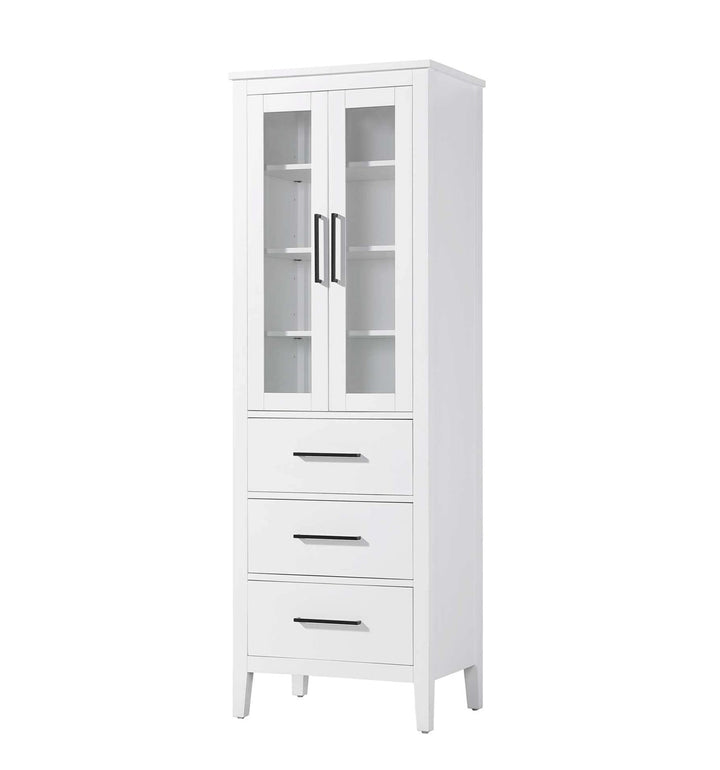 24 Inch Bath Storage Glass Cabinet In White