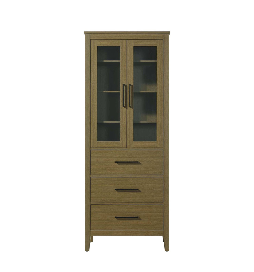 28 Inch Bath Storage Glass Cabinet In Chestnut Brown by Elegant Kitchen and Bath