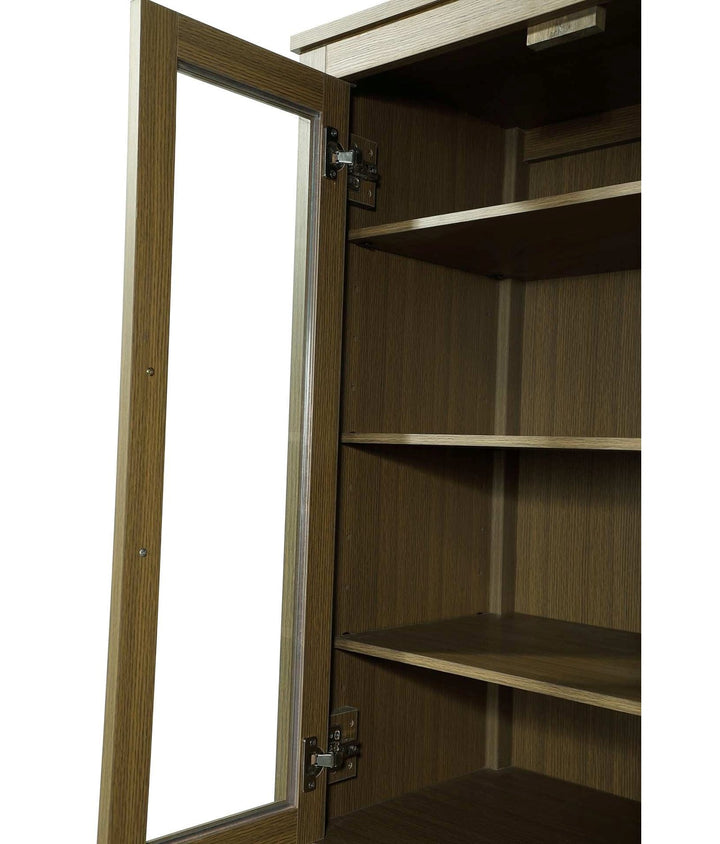 28 Inch Bath Storage Glass Cabinet In Chestnut Brown