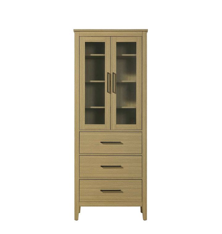 28 Inch Bath Storage Glass Cabinet In Honey Brown by Elegant Kitchen and Bath