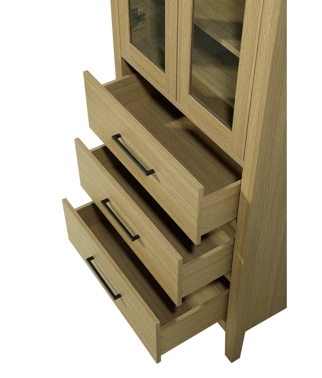 28 Inch Bath Storage Glass Cabinet In Honey Brown