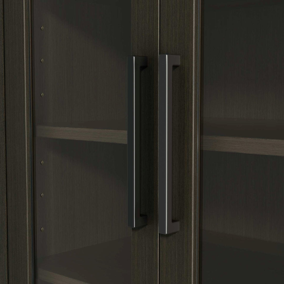 28 Inch Bath Storage Glass Cabinet In Mocha Brown