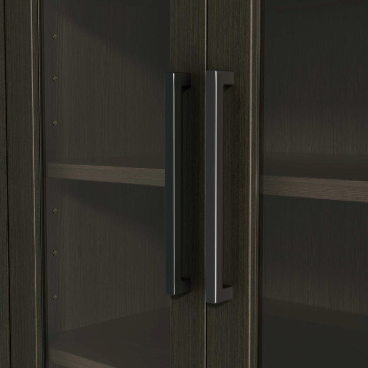 28 Inch Bath Storage Glass Cabinet In Mocha Brown
