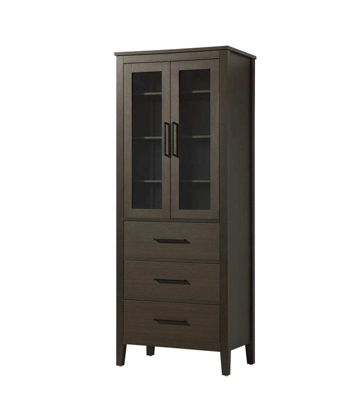 28 Inch Bath Storage Glass Cabinet In Mocha Brown