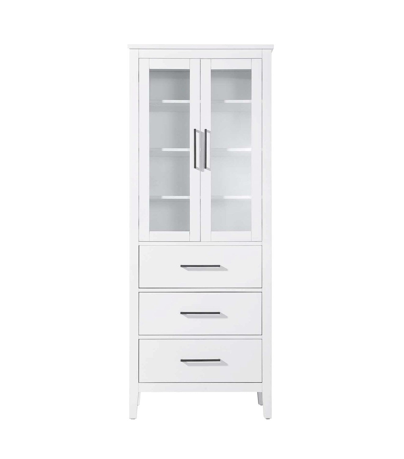 28 Inch Bath Storage Glass Cabinet In White by Elegant Kitchen and Bath