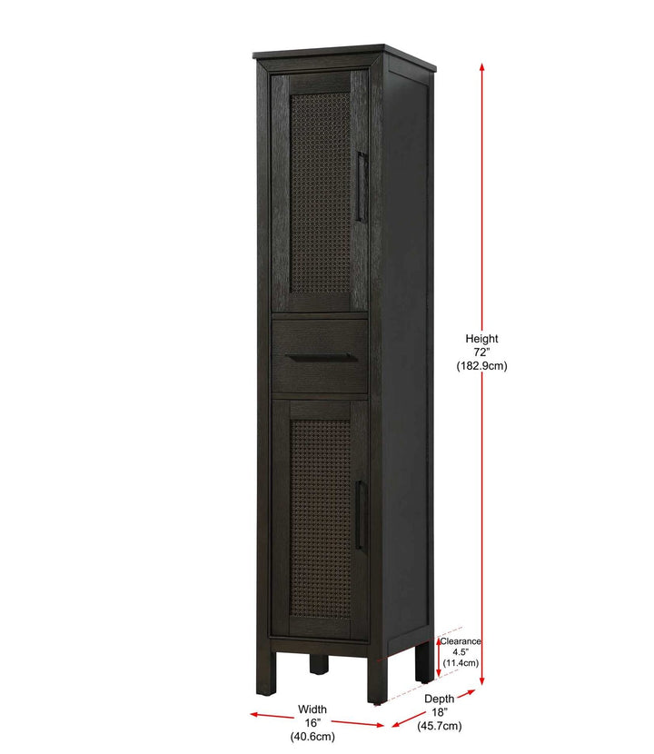 16 Inch Bath Storage Cabinet In Chocolate Oak
