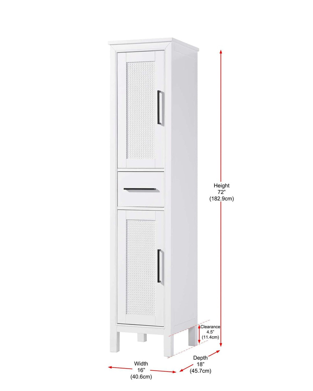 16 Inch Bath Storage Cabinet In White