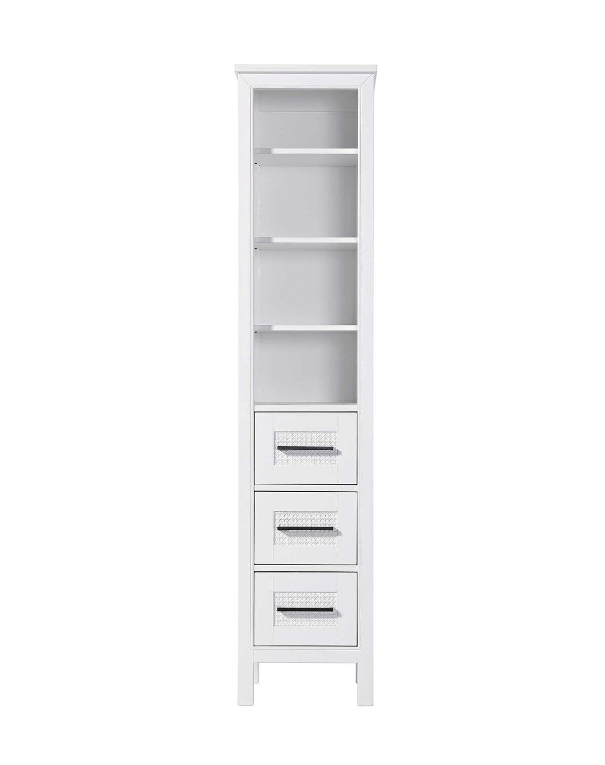 16 Inch Open Shelving Bath Storage Cabinet In White by Elegant Kitchen and Bath