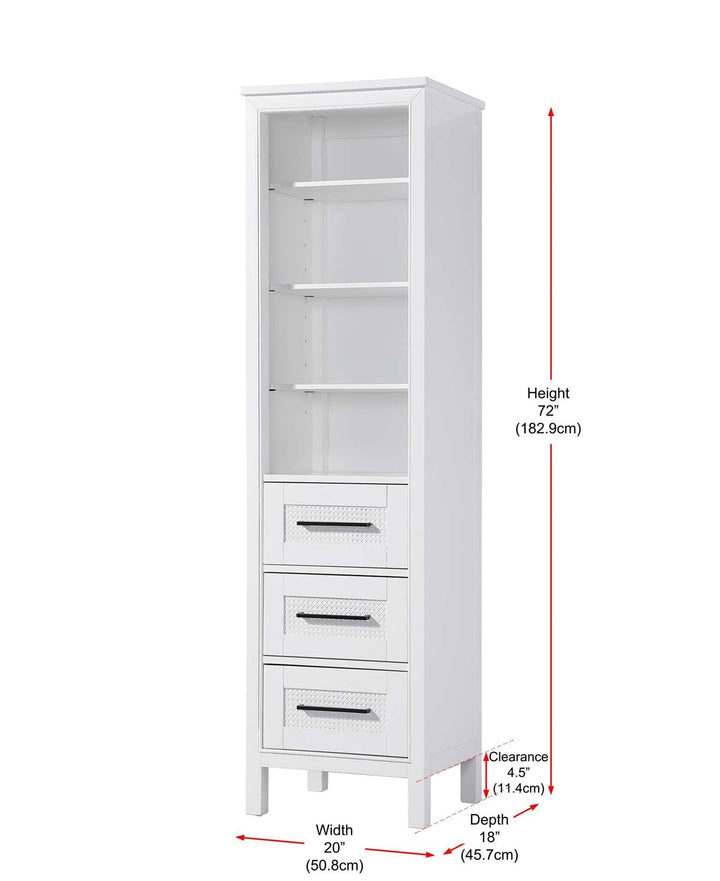 20 Inch Open Shelving Bath Storage Cabinet In White