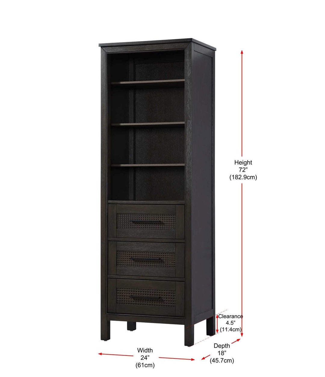 24 Inch Open Shelving Bath Storage Cabinet In Chocolate Oak