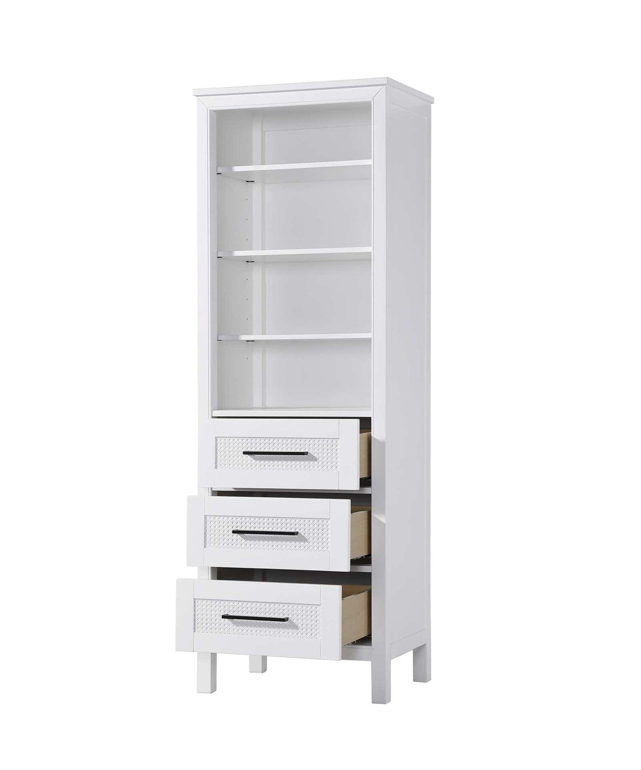 24 Inch Open Shelving Bath Storage Cabinet In White