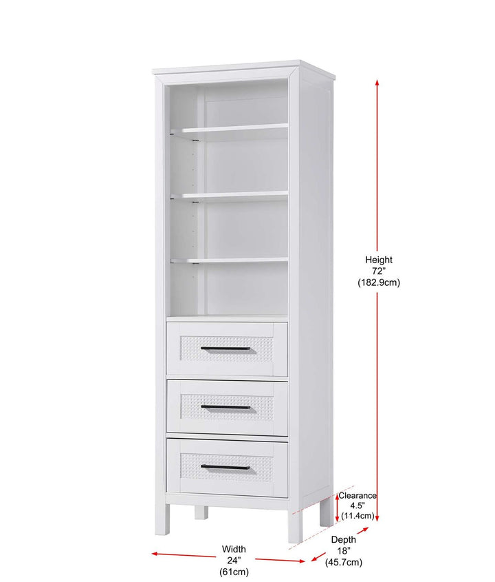 24 Inch Open Shelving Bath Storage Cabinet In White