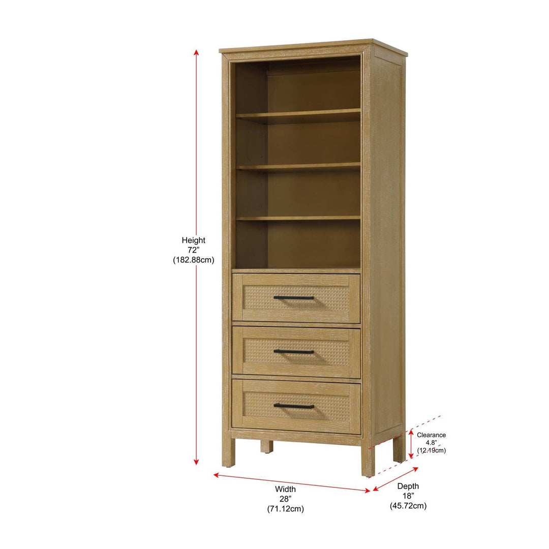 28 Inch Open Shelving Bath Storage Cabinet In Linen Oak