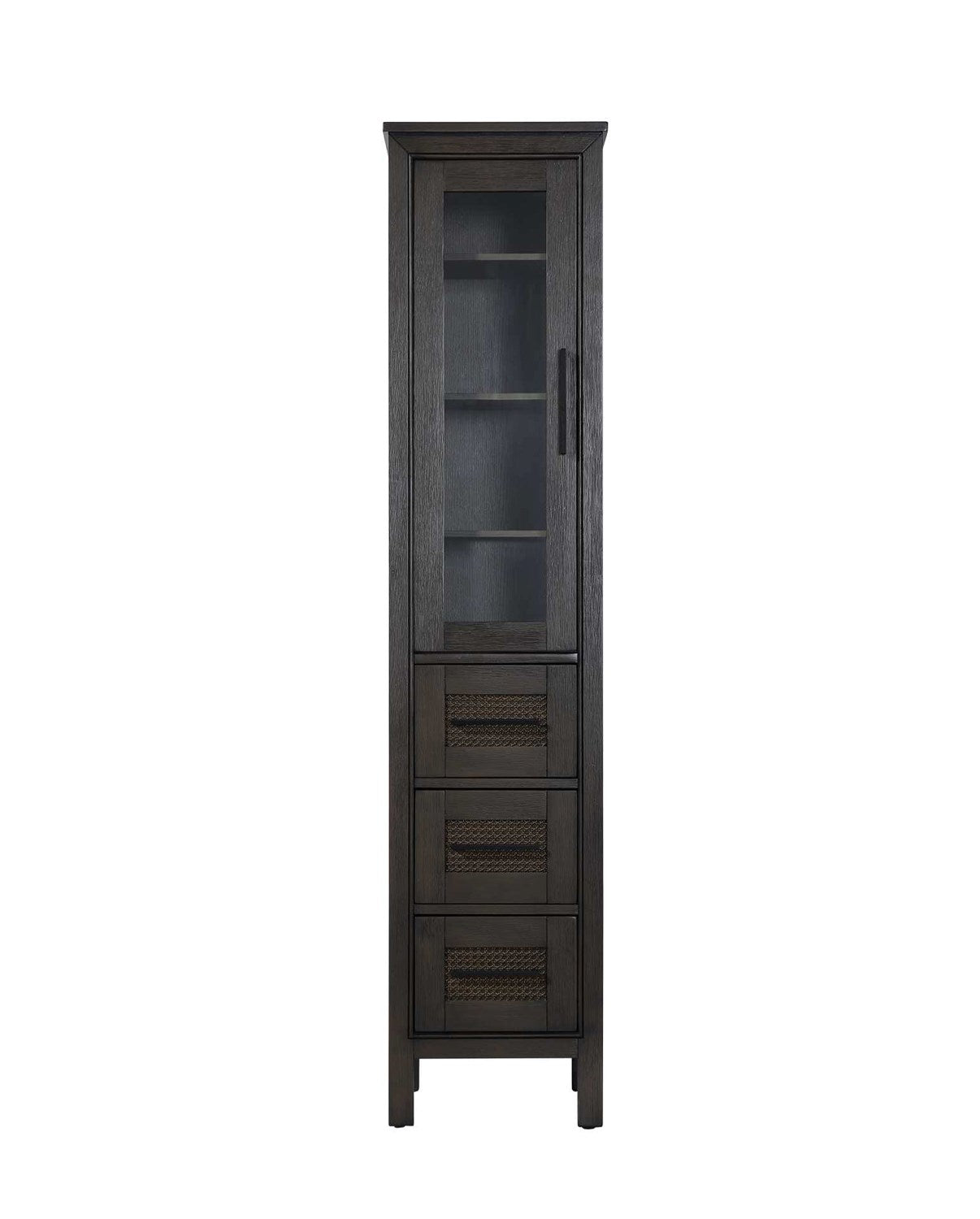 16 Inch Bath Storage Glass Cabinet In Chocolate Oak by Elegant Kitchen and Bath