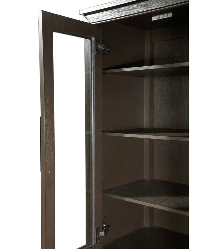 16 Inch Bath Storage Glass Cabinet In Chocolate Oak