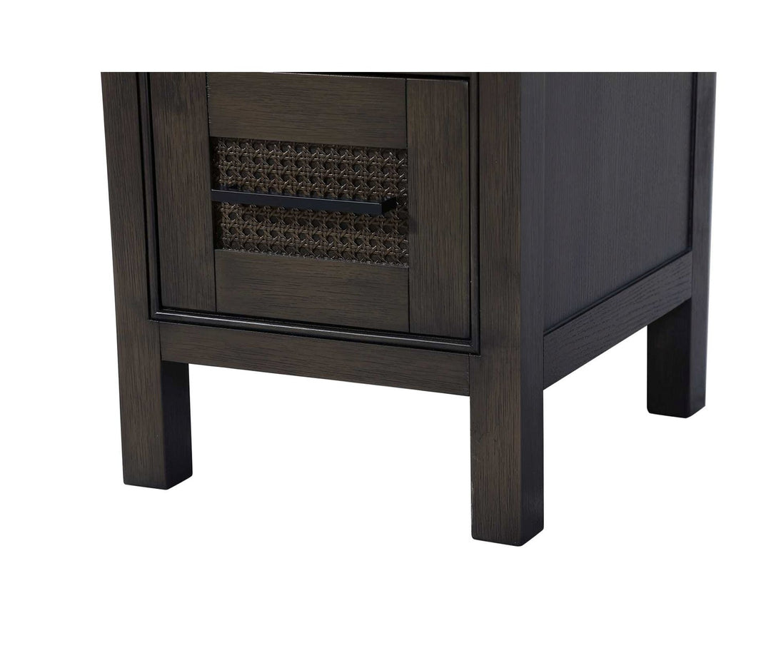 16 Inch Bath Storage Glass Cabinet In Chocolate Oak
