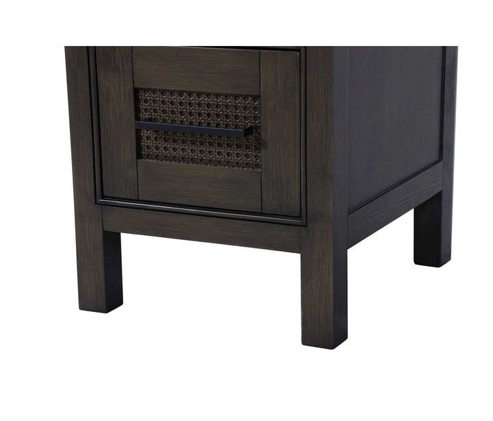 16 Inch Bath Storage Glass Cabinet In Chocolate Oak