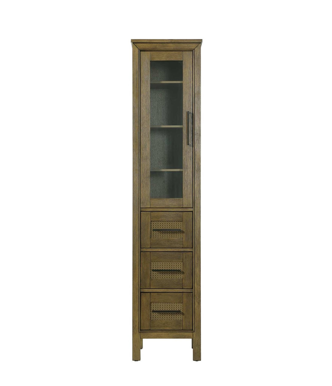 16 Inch Bath Storage Glass Cabinet In Hazel Oak by Elegant Kitchen and Bath
