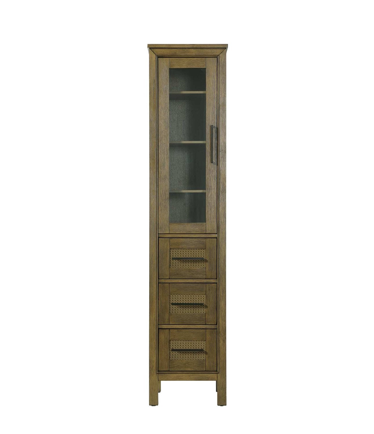 16 Inch Bath Storage Glass Cabinet In Hazel Oak by Elegant Kitchen and Bath