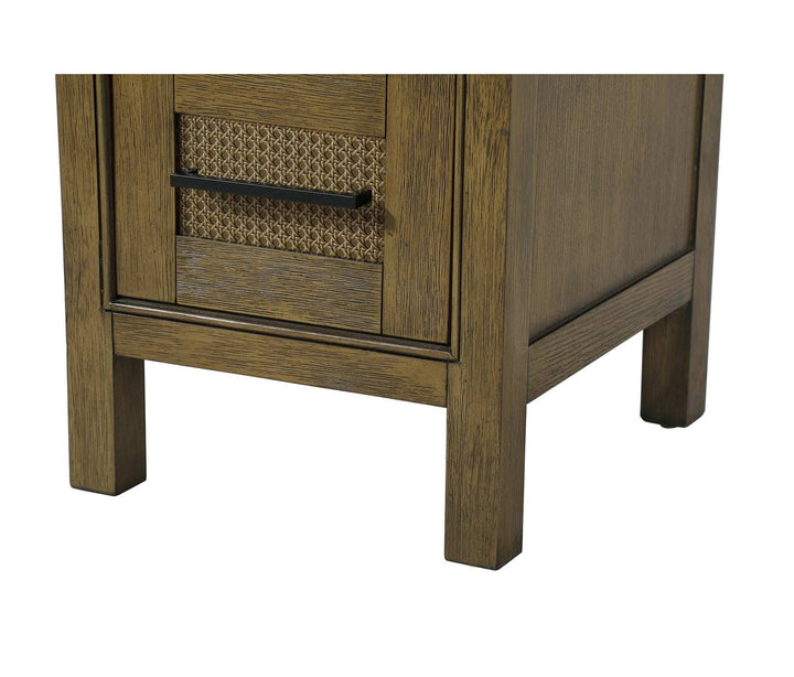 16 Inch Bath Storage Glass Cabinet In Hazel Oak