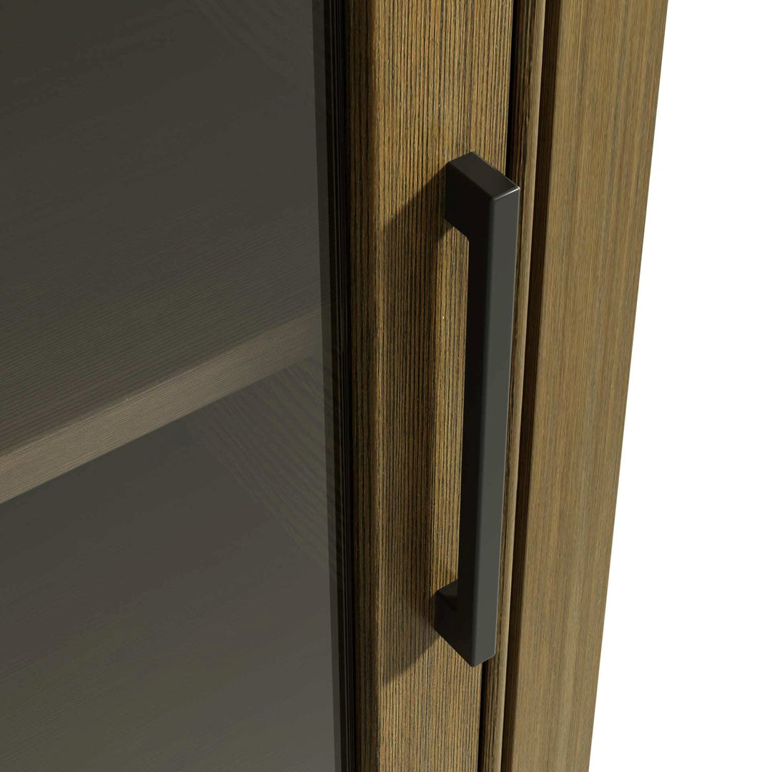 16 Inch Bath Storage Glass Cabinet In Hazel Oak