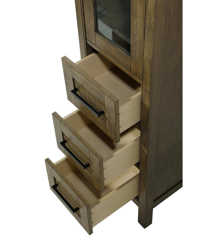 16 Inch Bath Storage Glass Cabinet In Hazel Oak