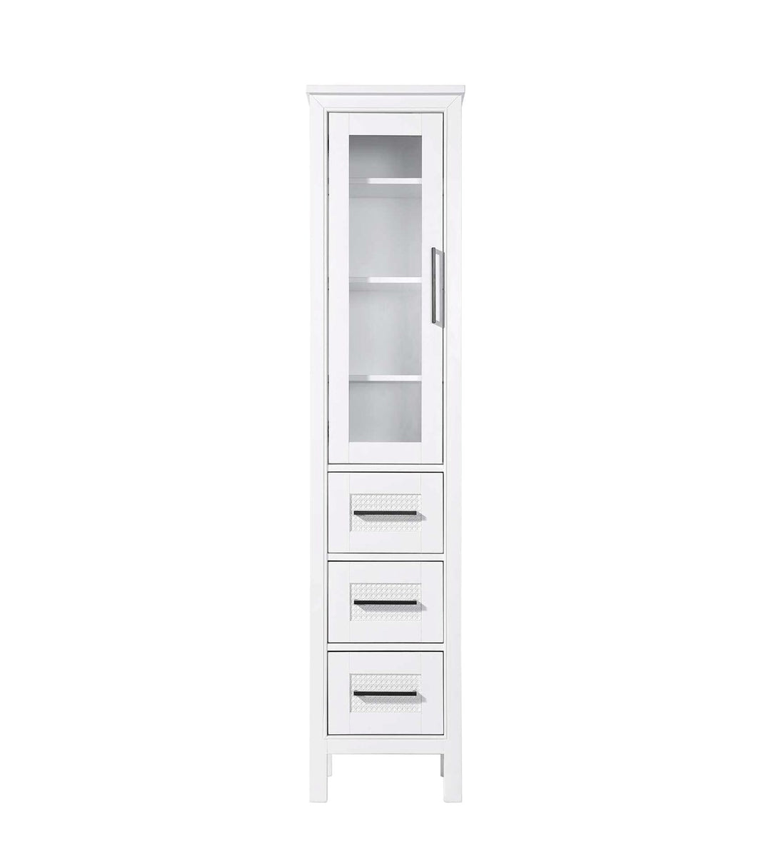 16 Inch Bath Storage Glass Cabinet In White by Elegant Kitchen and Bath