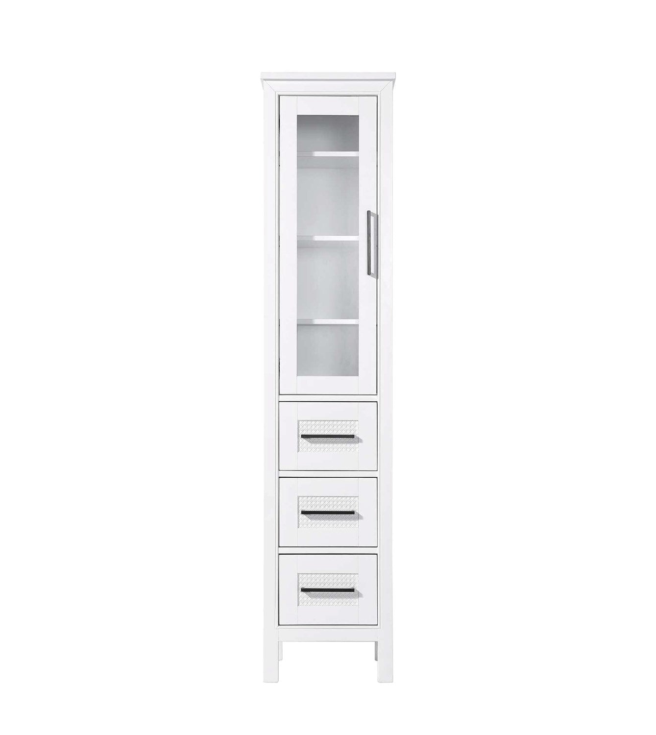 16 Inch Bath Storage Glass Cabinet In White by Elegant Kitchen and Bath