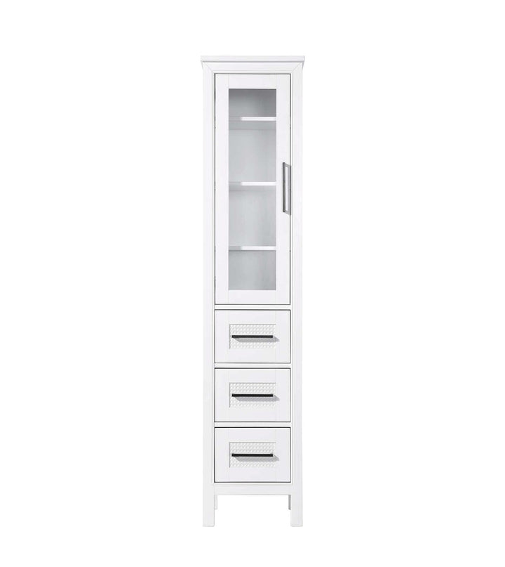16 Inch Bath Storage Glass Cabinet In White by Elegant Kitchen and Bath