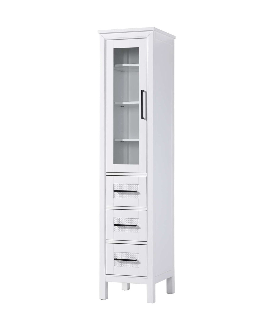 16 Inch Bath Storage Glass Cabinet In White