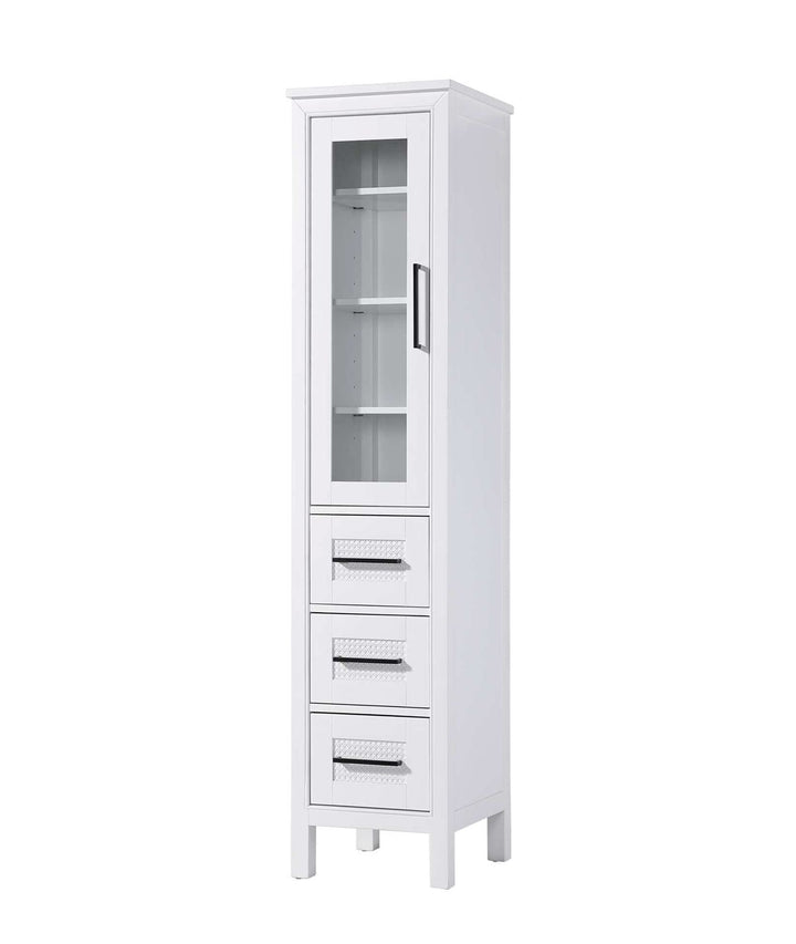16 Inch Bath Storage Glass Cabinet In White