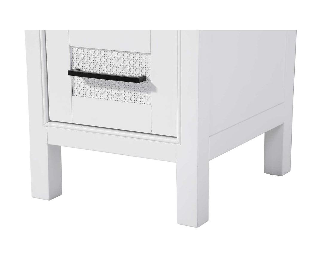 16 Inch Bath Storage Glass Cabinet In White