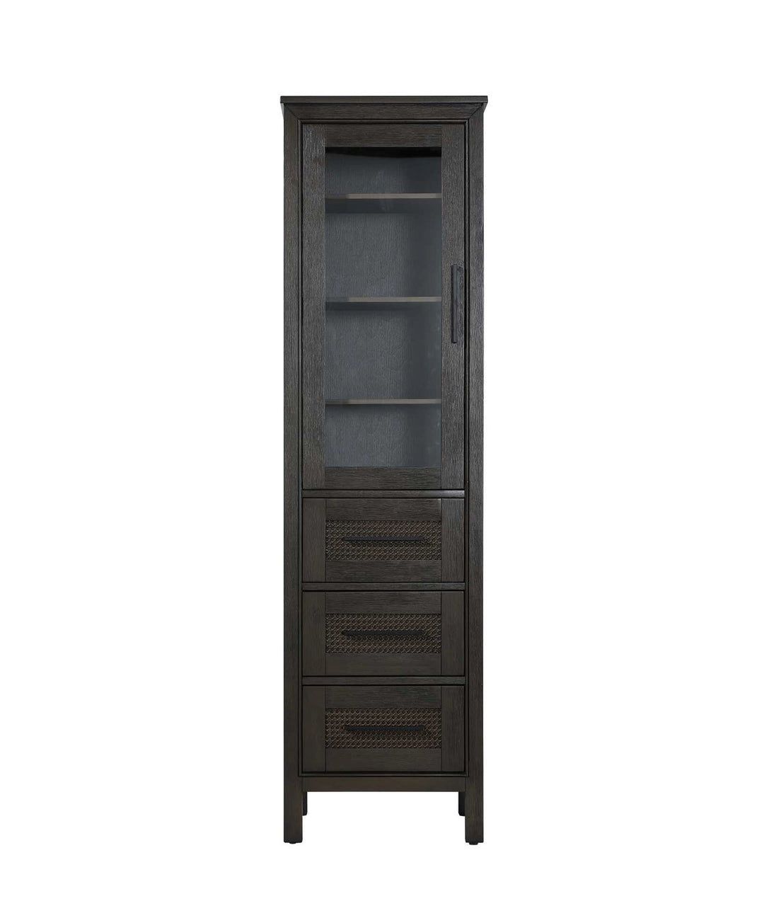 20 Inch Bath Storage Glass Cabinet In Chocolate Oak by Elegant Kitchen and Bath